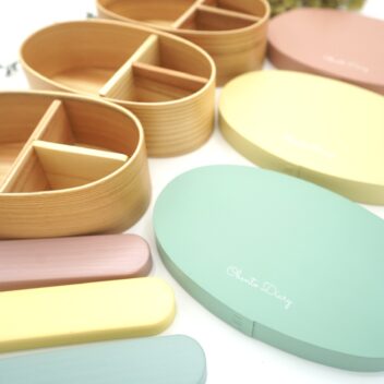 【お買い得】3点セット（パステル曲げわっぱ＋箸箱セット＋風呂敷）【Sサイズ:400ml】和風弁当箱