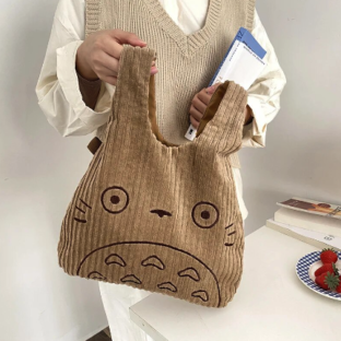 トトロ 刺繍ハンドバッグ コーデュロイ 32×28cm